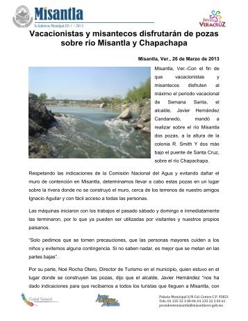 Vacacionistas y misantecos disfrutarán de pozas sobre río Misantla ...