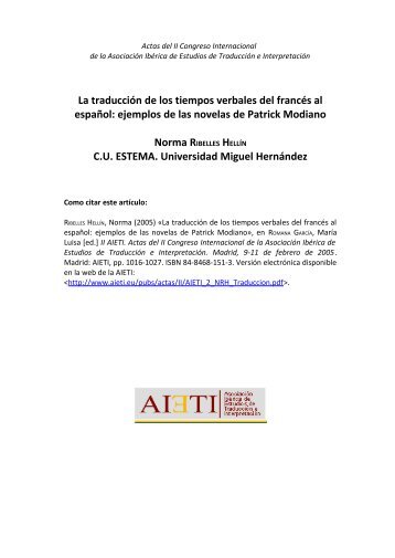 La traduccion de los tiempos verbales del frances al español - AIETI