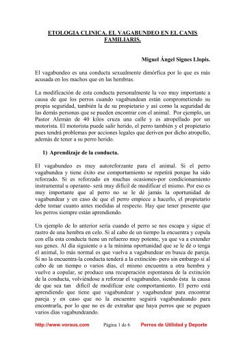 etologia clinica. el vagabundeo en el canis familiaris** [pdf] - Voraus