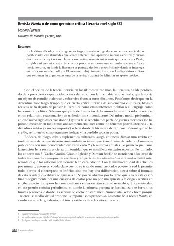 Revista Plantao de cómo germinar crítica literaria en el ... - Congreso