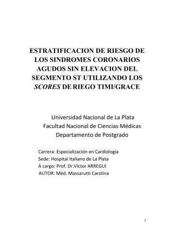 Estratificacion de riesgo de los sindromes coronarios agudos sin ...