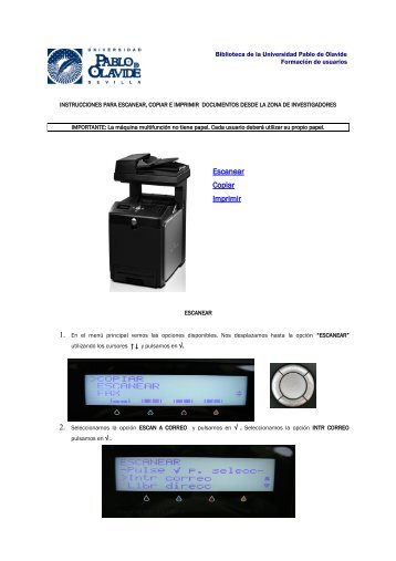 Guía para escanear, copiar e imprimir desde el - Universidad Pablo ...