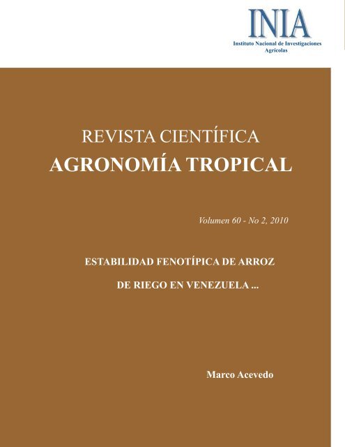 Estabilidad fenotípica de arroz de riego en Venezuela utilizando los ...