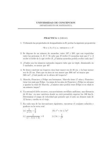 UNIVERSIDAD DE CONCEPCION PRACTICA 1 (520141) 1 ...