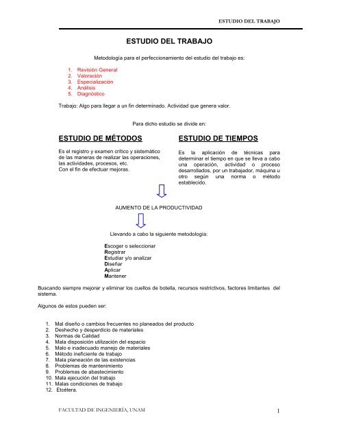 estudio de tiempos - Facultad de Ingeniería