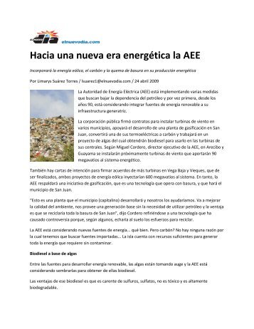 Hacia una nueva era energética la AEE