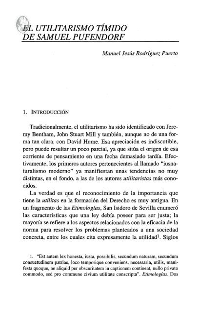 EL UTILITARISMO TÍMIDO DE SAMUEL PUFENDORF