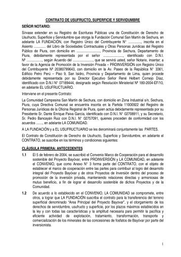 contrato de usufructo, superficie y servidumbre - Proinversión