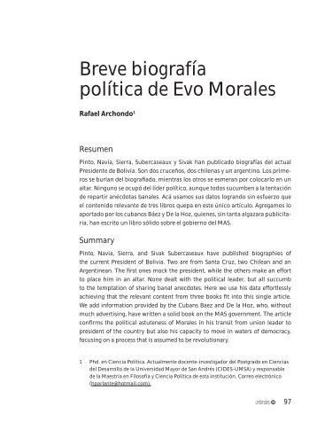 Breve biografía política de Evo Morales - Revistas Bolivianas
