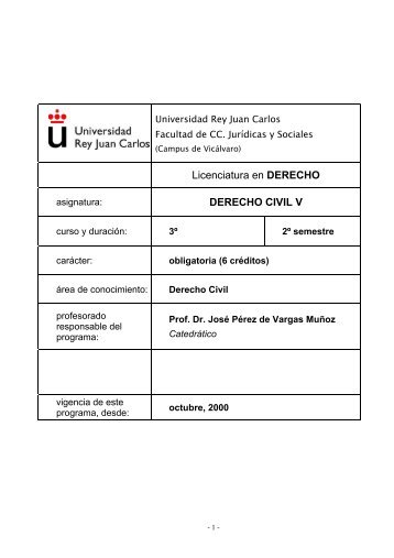 Derecho Civil V - FCJS - Universidad Rey Juan Carlos