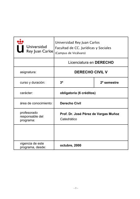 Derecho Civil V - FCJS - Universidad Rey Juan Carlos