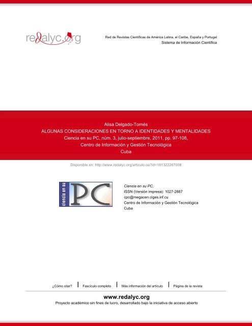 Redalyc.ALGUNAS CONSIDERACIONES EN TORNO A ...
