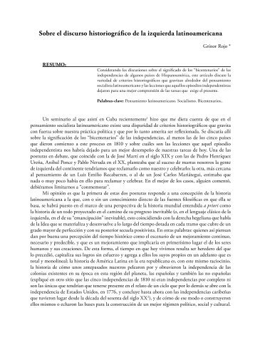 Sobre el discurso historiográfico de la izquierda latinoamericana