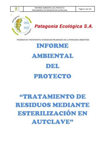 Informe de Impacto ambiental – Autoclave - Organismos