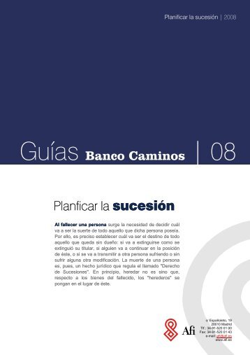 Guías Banco Caminos | 08 Planficar la sucesión Planficar la sucesión