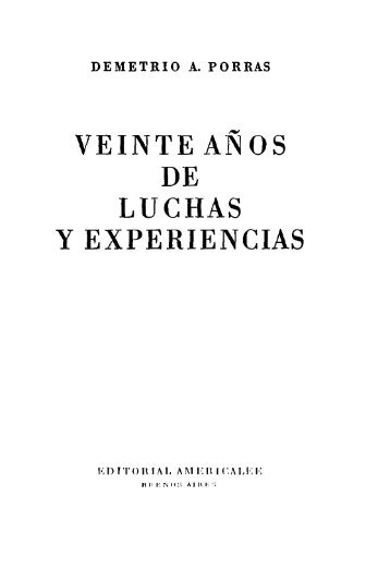 VEINTE ANOS DE LUCHAS Y EXPERIENCIAS - Sala de Estudios ...