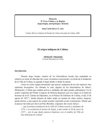 El origen indígena de Colima. - Secretaría de Cultura