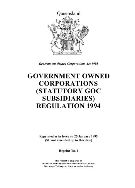 government owned corporations (statutory goc subsidiaries)