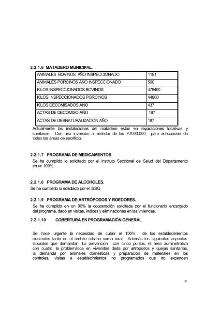 Informe de Gestión Municipio de Tebaida - Centro de ...