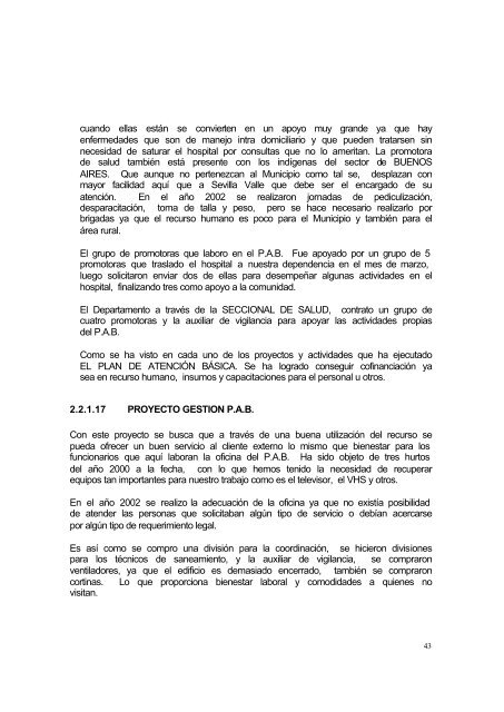 Informe de Gestión Municipio de Tebaida - Centro de ...