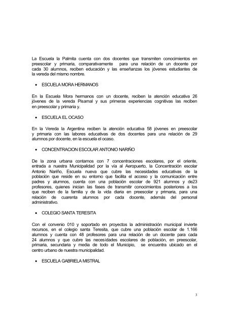 Informe de Gestión Municipio de Tebaida - Centro de ...