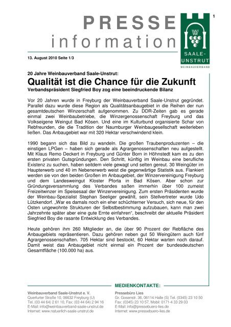 Die komplette Pressemappe als pdf-Download - pressebuero-lies.de