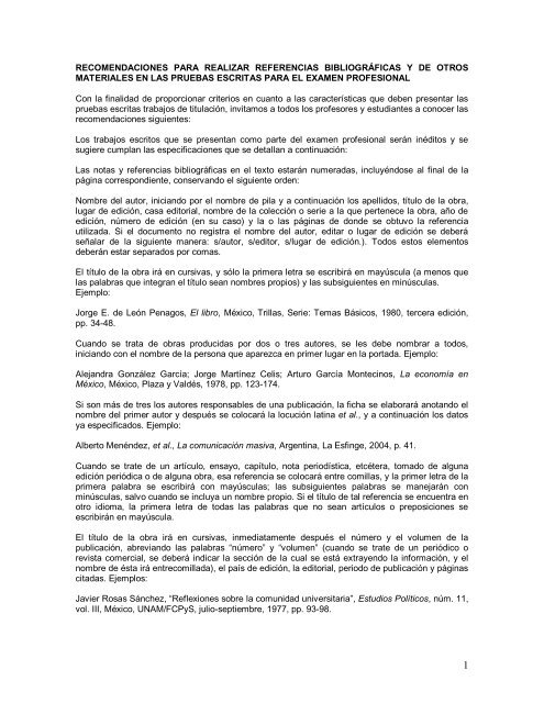 Las Referencias Bibliograficas Facultad De Ciencias Politicas Y