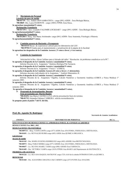Resoluciones año 2004 - Facultad de Ciencias Exactas