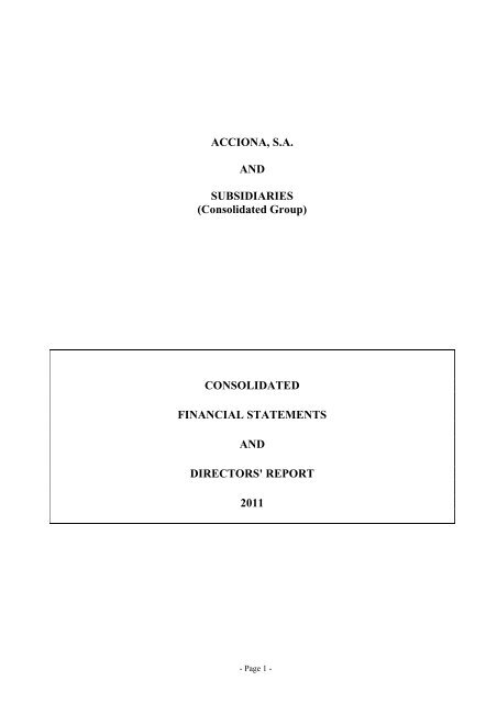 ACCIONA, S.A. AND SUBSIDIARIES (Consolidated Group ...