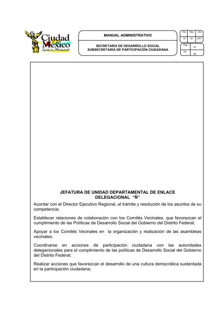 MANUAL DE ORGANIZACIÓN - Secretaría de Desarrollo Social del ...