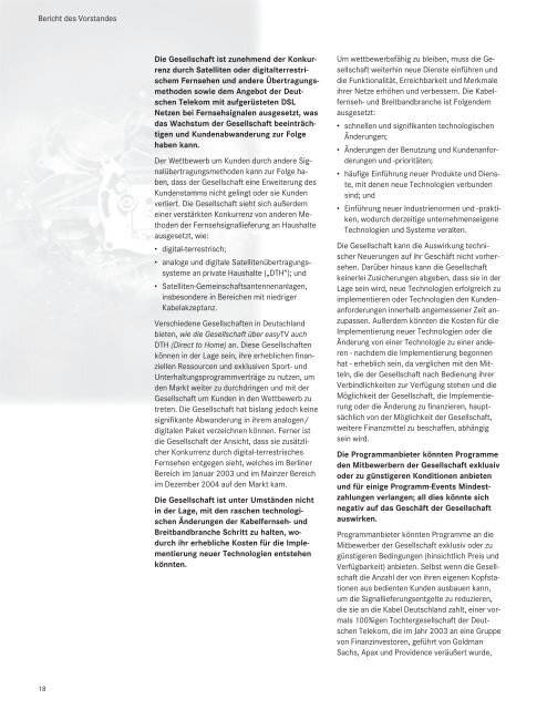 PrimaCom - Geschäftsbericht 2005