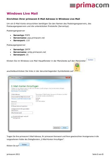 Windows Live Mail - Primacom