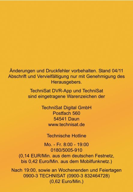 Anleitung für TechniSat DVR-App Stand - Primacom