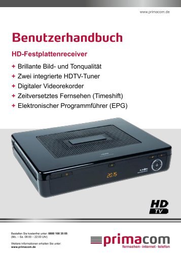 Anleitung HD-Festplattenreceiver - Primacom