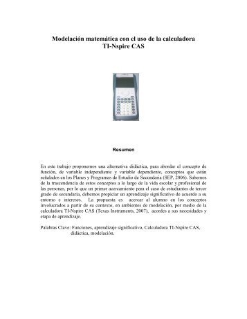 Modelación matemática con el uso de la calculadora TI-Nspire CAS