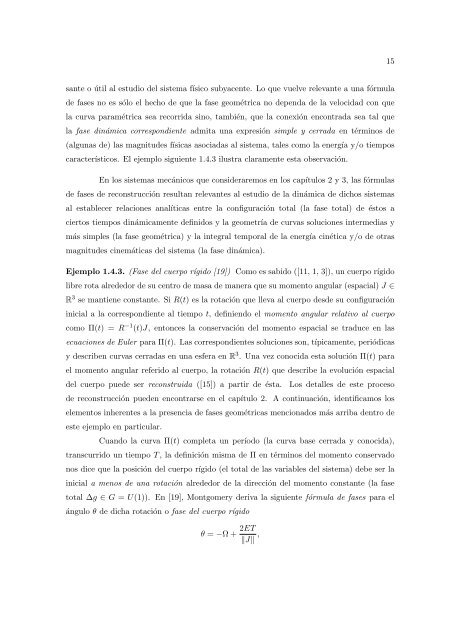 Fases geométricas en sistemas mecánicos - Departamento de ...