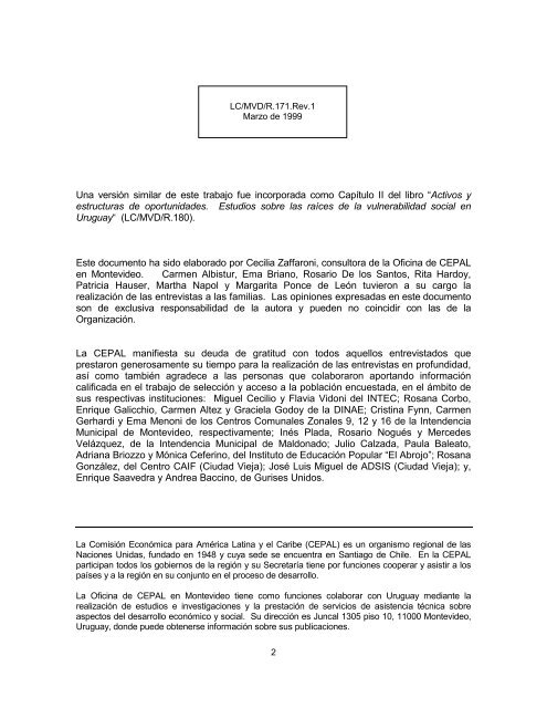 Los recursos de las familias urbanas de bajos ingresos para ... - Cepal