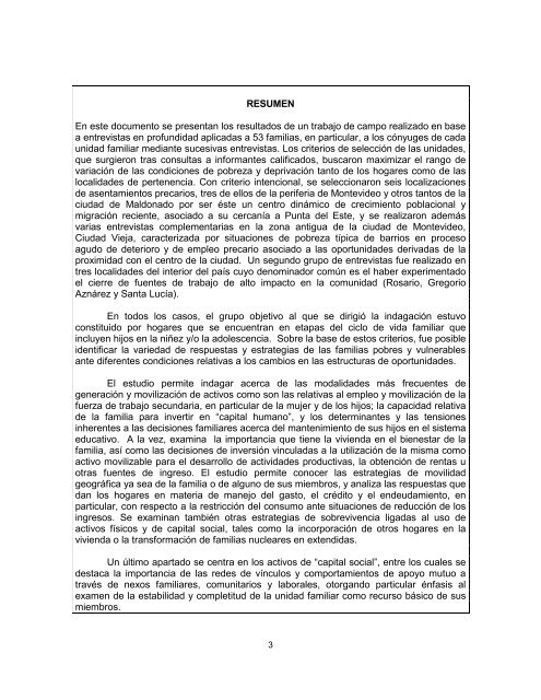 Los recursos de las familias urbanas de bajos ingresos para ... - Cepal