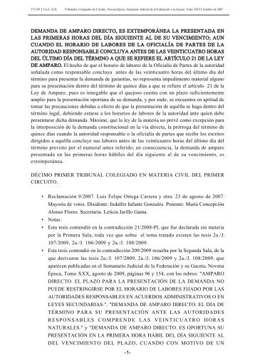 demanda de amparo directo, es extemporánea la presentada en las ...