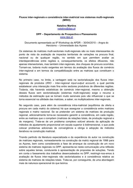 Documento - Departamento de Prospectiva e Planeamento