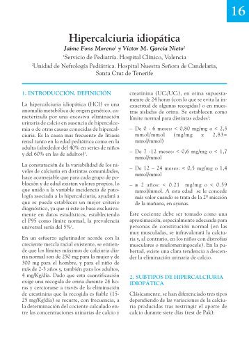 16. Hipercalciuria idiopática - Asociación Española de Pediatría