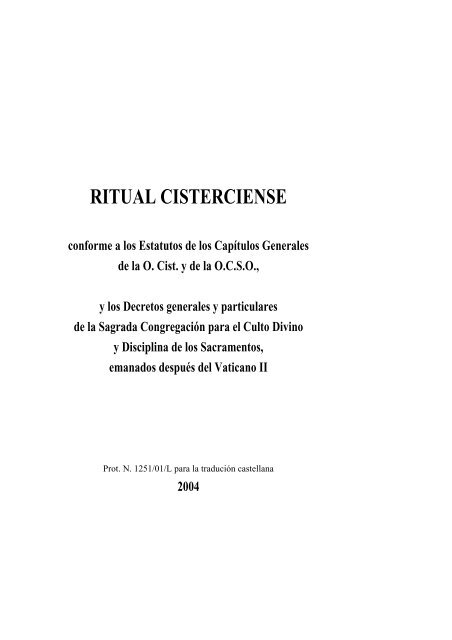 RITUAL CISTERCIENSE - O.Cist