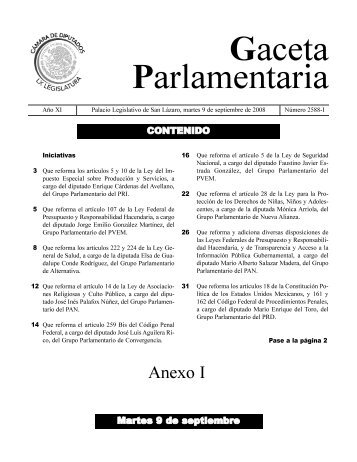 Anexo I - Gaceta Parlamentaria, Cámara de Diputados