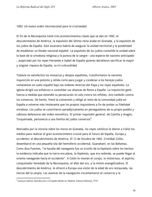 LA REFORMA RADICAL DEL SIGLO XVI - Casa Giordano Bruno