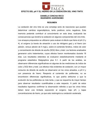 EFECTO DEL pH Y EL HIERRO EN LA OXIDACIÓN DEL VINO ...