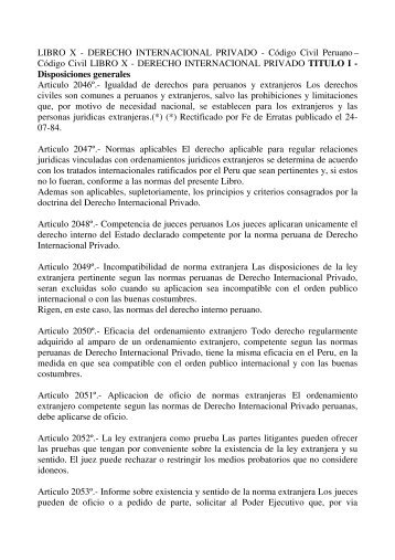 DERECHO INTERNACIONAL PRIVADO - Código Civil Peruano