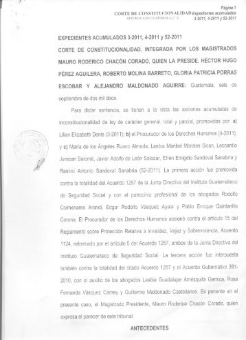 Expedientes acumulados 3-2011, 4-2011 y 52 - Corte de ...