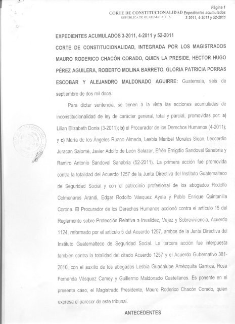 Expedientes acumulados 3-2011, 4-2011 y 52 - Corte de ...