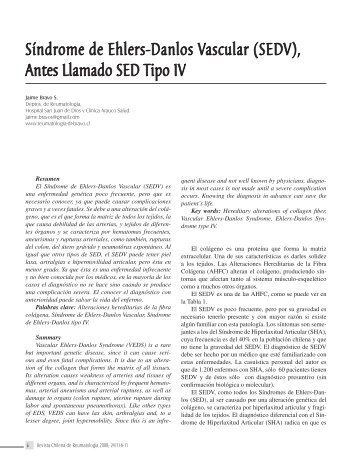 Síndrome de Ehlers-Danlos Vascular (SEDV), Antes Llamado SED ...