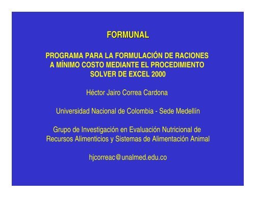 formunal programa para la formulación de raciones a ... - ASODOBLE